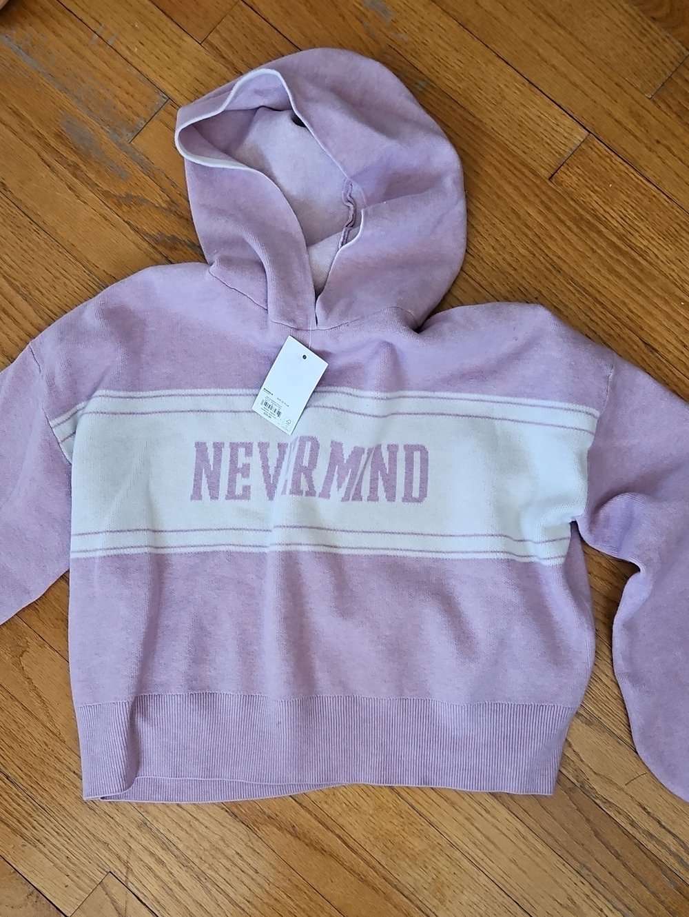 SO Lilac & Cream 'NEVERMND' Hooded Sweater Girls 20 PLUS
